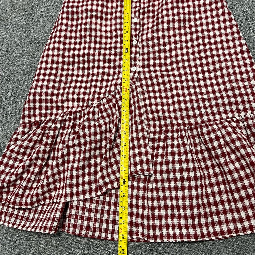 Chic Red Checkered A-Line Skirt - Picture 6 of 7